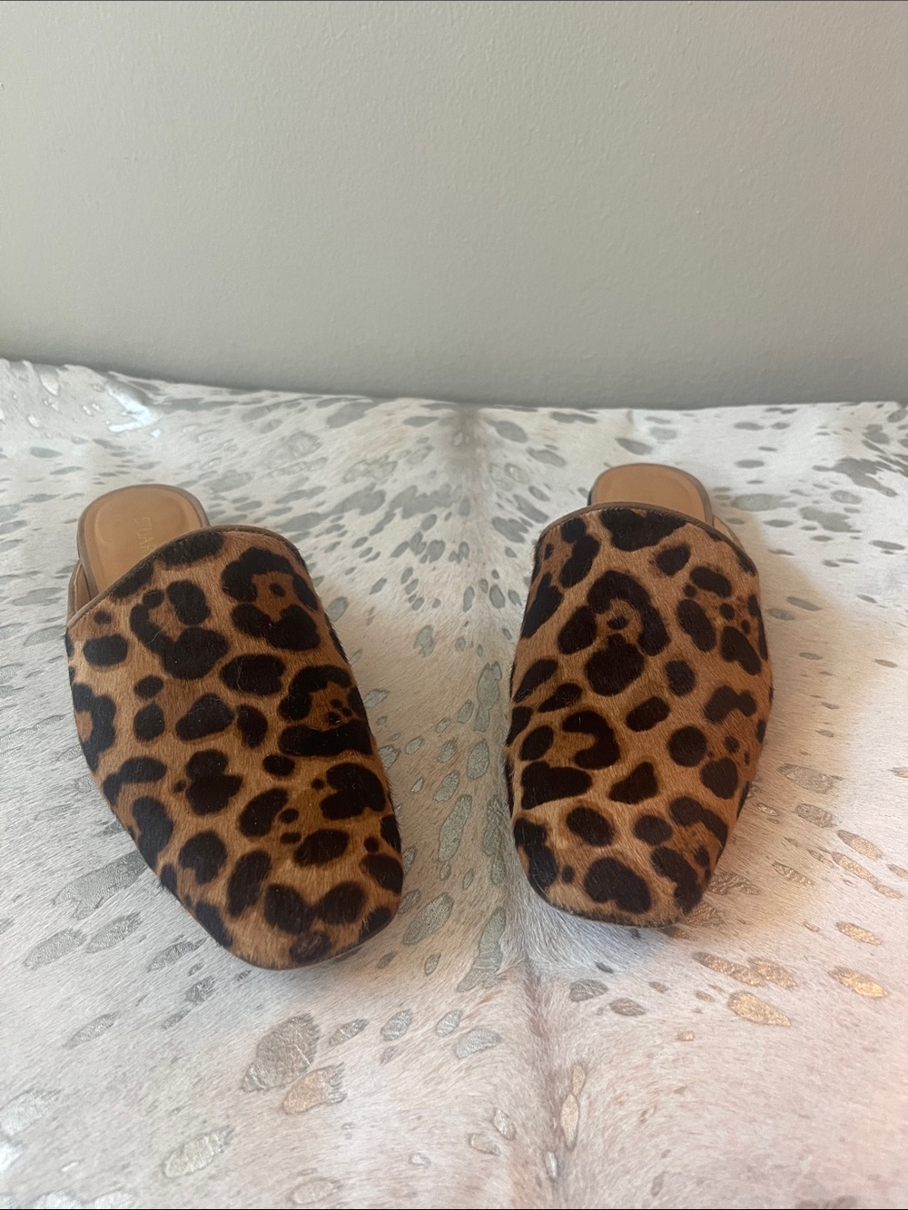 Stuart Weitzman Leopard-Print Haircalf Slip-On Mules - Brown & Black